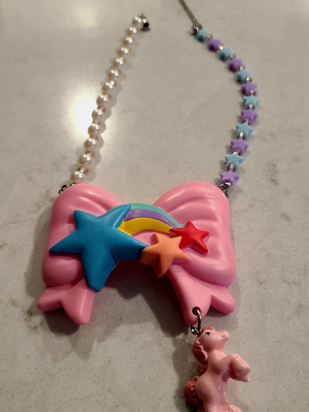 Hasbro x Irregular Choice - Pink Pastel Bow Necklace with Pony Accent